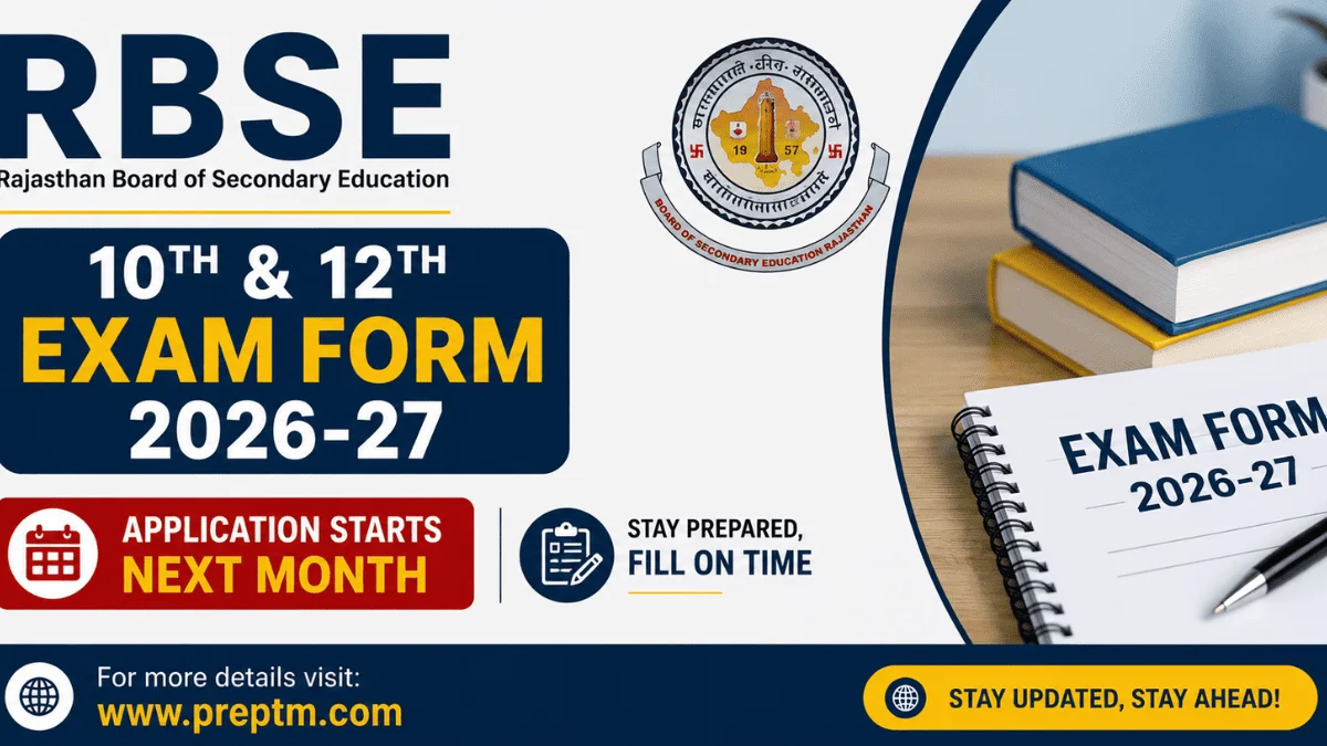 RBSE 10th & 12th Exam Form 2026-27 Application Starts Next Month